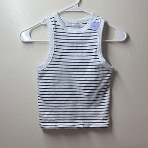 Bloom Black and White Striped Crop Top